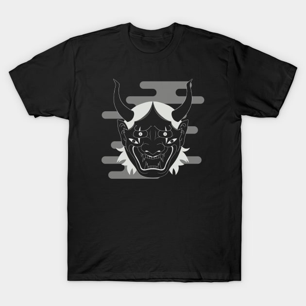 Hannya Mask HM002 - SILVER/LIGHT GREY T-Shirt by Nekomakino_Art